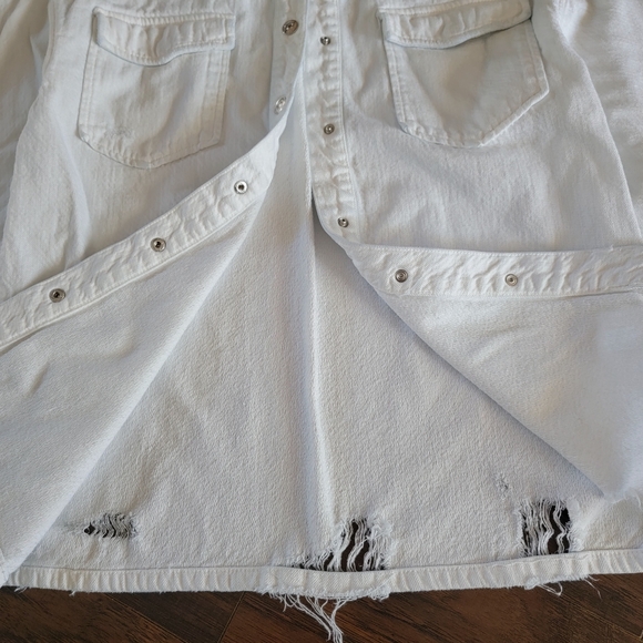 ZARA Oversized Distressed Relaxed Fit Denim Jacket Size Small Off-white‎ - Picture 5 of 15